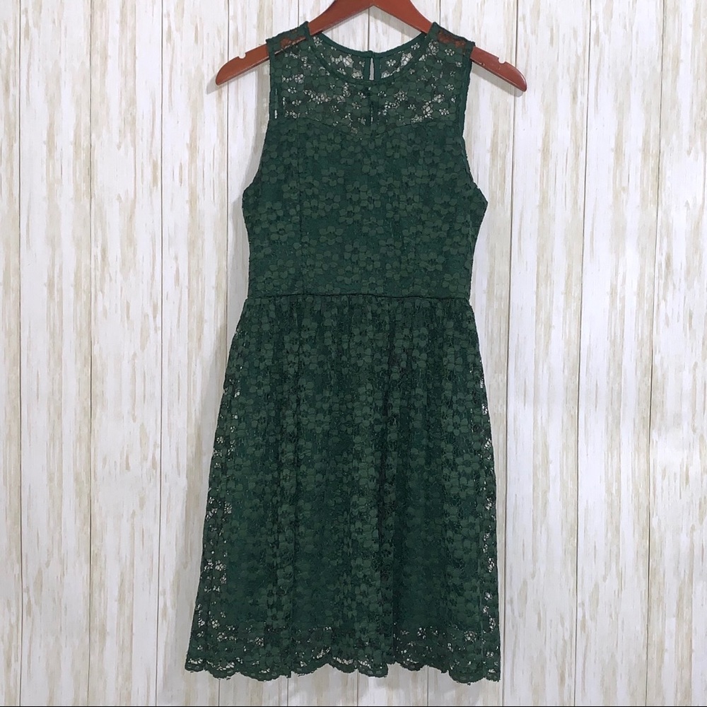 Altar’d State Green Eyelet and Lace Dress